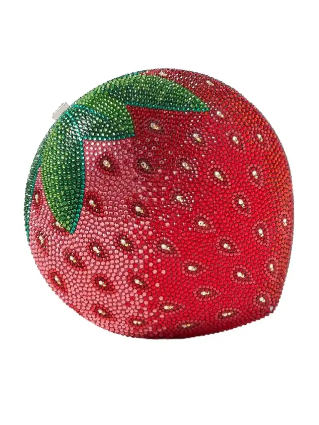 Strawberry Crystal-embellished Metal Clutch