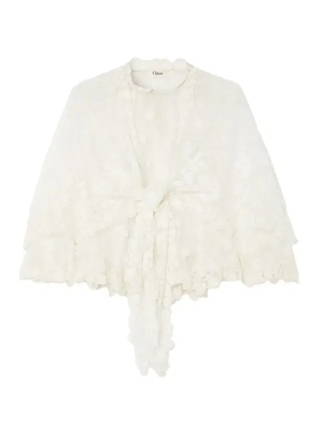 Cape-effect Knotted Lace Blouse