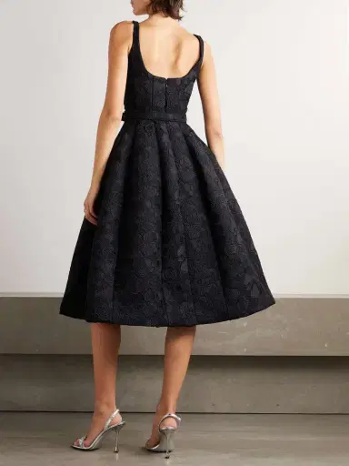 Oscar de la Renta Belted Appliquéd Guipure Lace And Silk-blend Crepe Midi Dress | Thumbnail 3 Oscar de la Renta Belted Appliquéd Guipure Lace And Silk-blend Crepe Midi Dress | Thumbnail 3