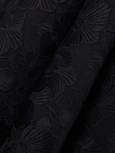 Oscar de la Renta Belted Appliquéd Guipure Lace And Silk-blend Crepe Midi Dress | Thumbnail 4 Oscar de la Renta Belted Appliquéd Guipure Lace And Silk-blend Crepe Midi Dress | Thumbnail 4