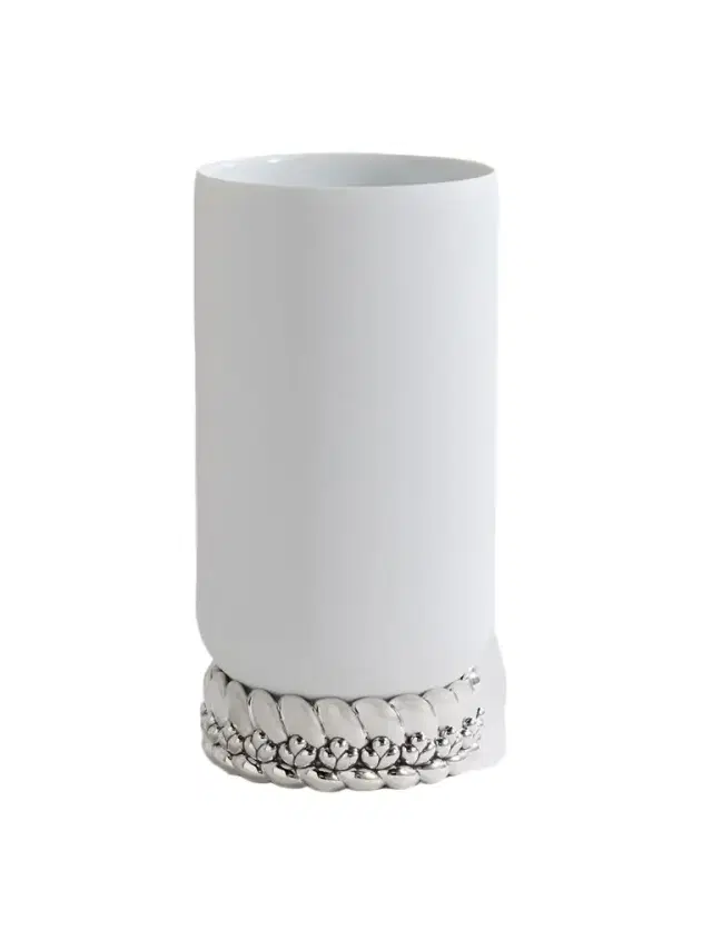 Christofle Babylone Large Silver-plated Embellished Porcelain Vase