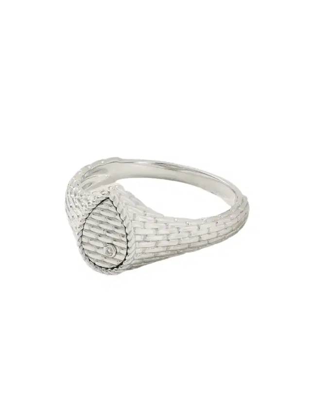 Yvonne Léon Baby Chevaliere 9-karat White Gold Diamond Signet Ring