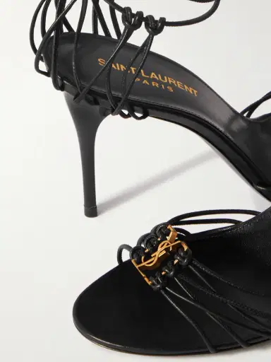 Saint Laurent Babylone Embellished Knotted Leather Sandals | Thumbnail 4 Saint Laurent Babylone Embellished Knotted Leather Sandals | Thumbnail 4