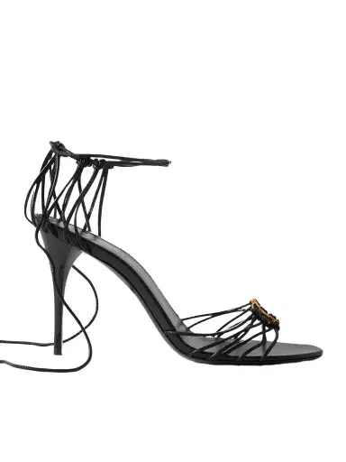 Saint Laurent Babylone Embellished Knotted Leather Sandals | Thumbnail 1 Saint Laurent Babylone Embellished Knotted Leather Sandals | Thumbnail 1