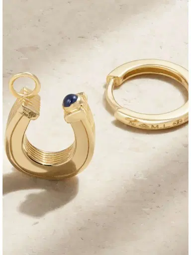 Marie Lichtenberg Horseshoe Baby 18-karat Gold Sapphire Single Hoop Earring | Thumbnail 3 Marie Lichtenberg Horseshoe Baby 18-karat Gold Sapphire Single Hoop Earring | Thumbnail 3
