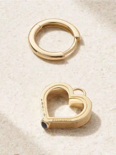 Marie Lichtenberg Heart Baby 18-karat Gold Sapphire Single Hoop Earring | Thumbnail 3 Marie Lichtenberg Heart Baby 18-karat Gold Sapphire Single Hoop Earring | Thumbnail 3