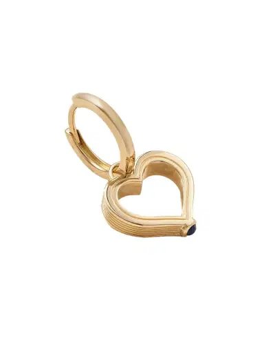 Marie Lichtenberg Heart Baby 18-karat Gold Sapphire Single Hoop Earring | Thumbnail 1 Marie Lichtenberg Heart Baby 18-karat Gold Sapphire Single Hoop Earring | Thumbnail 1