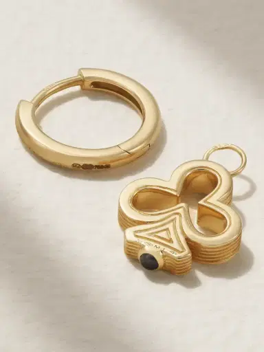 Marie Lichtenberg Clover Baby Convertible 18-karat Gold Sapphire Single Hoop Earring | Thumbnail 3 Marie Lichtenberg Clover Baby Convertible 18-karat Gold Sapphire Single Hoop Earring | Thumbnail 3
