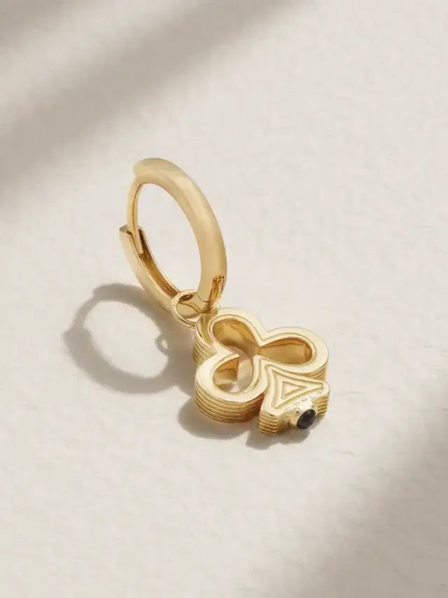 Marie Lichtenberg Clover Baby Convertible 18-karat Gold Sapphire Single Hoop Earring