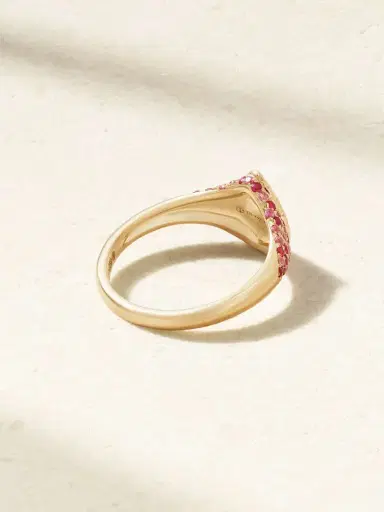 Yvonne Léon Baby Chevalière Poire 9-karat Gold, Ruby And Sapphire Signet Ring | Thumbnail 3 Yvonne Léon Baby Chevalière Poire 9-karat Gold, Ruby And Sapphire Signet Ring | Thumbnail 3