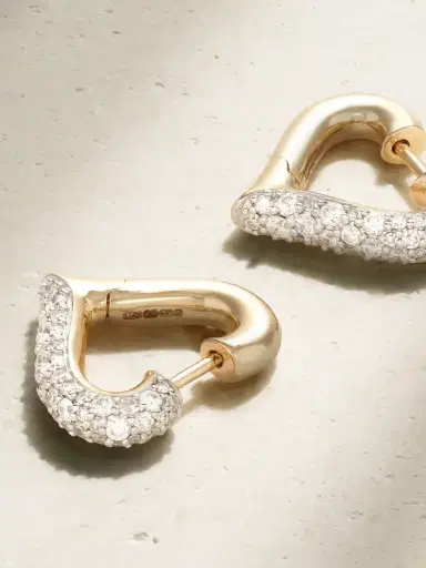 Lucy Delius Baby Chubby Love Rhodium-plated 14-karat Gold Diamond Hoop Earrings | Thumbnail 3