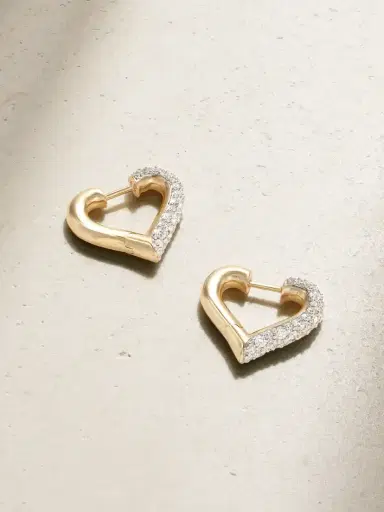 Lucy Delius Baby Chubby Love Rhodium-plated 14-karat Gold Diamond Hoop Earrings | Thumbnail 1