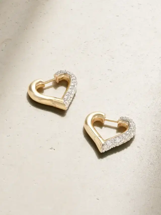 Lucy Delius Baby Chubby Love Rhodium-plated 14-karat Gold Diamond Hoop Earrings