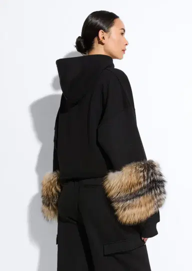 Lapointe Cotton Sweatshirt With Fur | Thumbnail 2 Lapointe Cotton Sweatshirt With Fur | Thumbnail 2