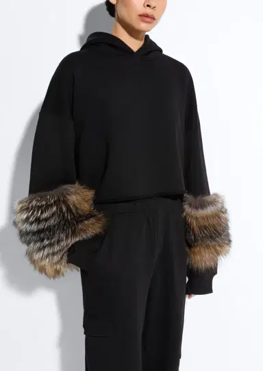 Lapointe Cotton Sweatshirt With Fur | Thumbnail 3 Lapointe Cotton Sweatshirt With Fur | Thumbnail 3