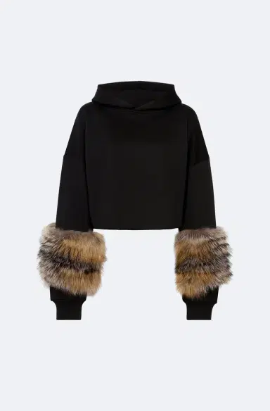 Lapointe Cotton Sweatshirt With Fur | Thumbnail 4 Lapointe Cotton Sweatshirt With Fur | Thumbnail 4