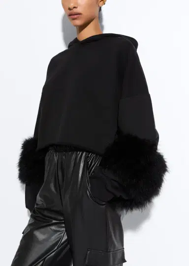 Lapointe Cotton Sweatshirt With Marabou Feathers | Thumbnail 3