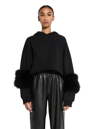 Lapointe Cotton Sweatshirt With Marabou Feathers | Thumbnail 1