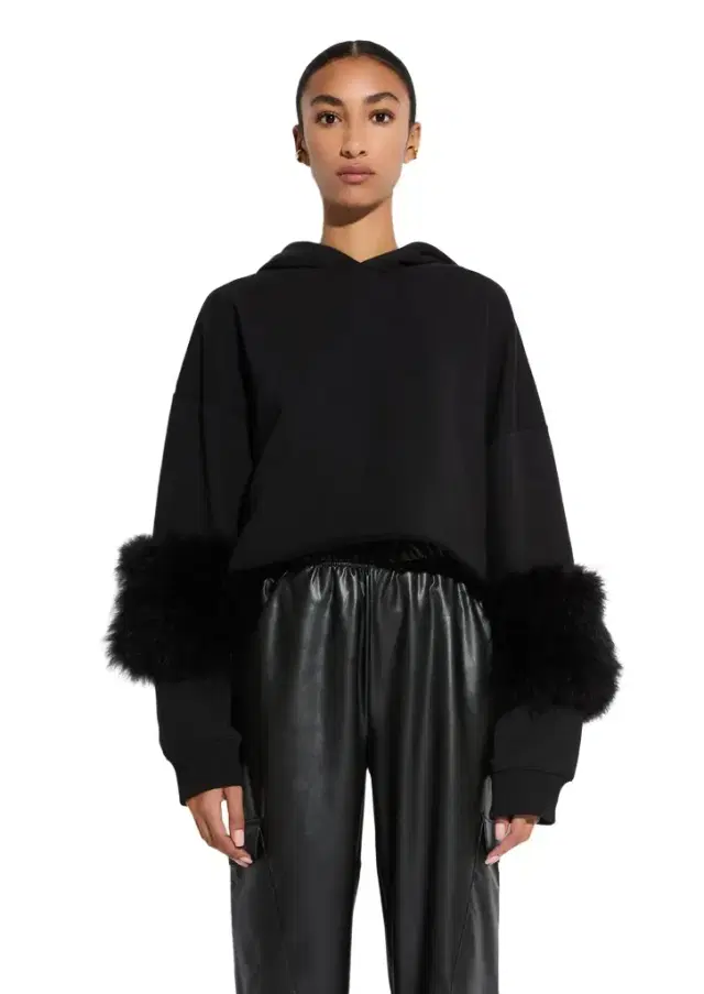 Cotton Sweatshirt With Marabou Feathers