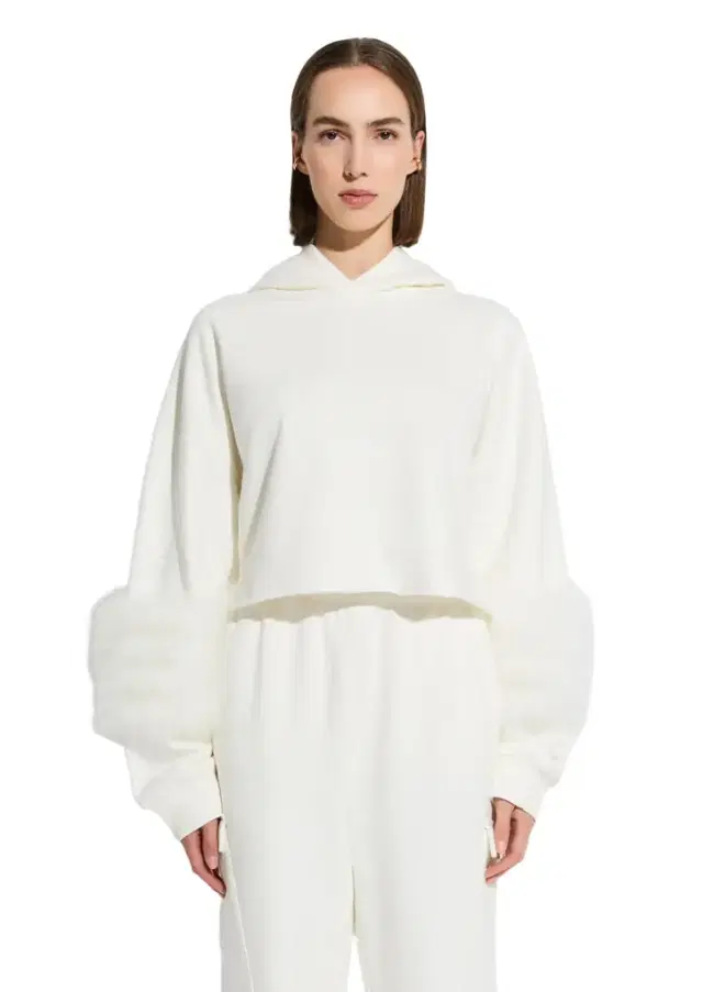 LAPOINTE Cotton Sweatshirt With Marabou Feathers