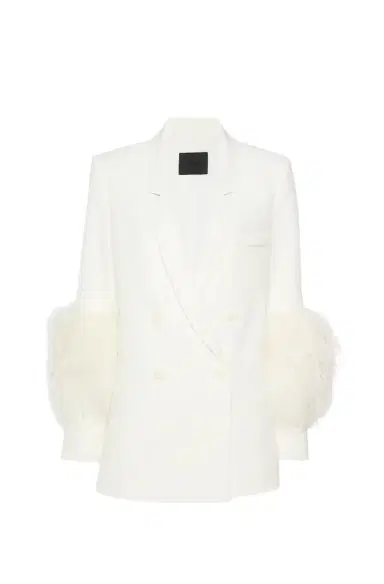 Lapointe Matte Crepe Blazer With Feathers | Thumbnail 1 Lapointe Matte Crepe Blazer With Feathers | Thumbnail 1