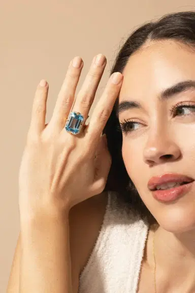 GOSHWARA Blue Topaz Diamond Ring | Thumbnail 2