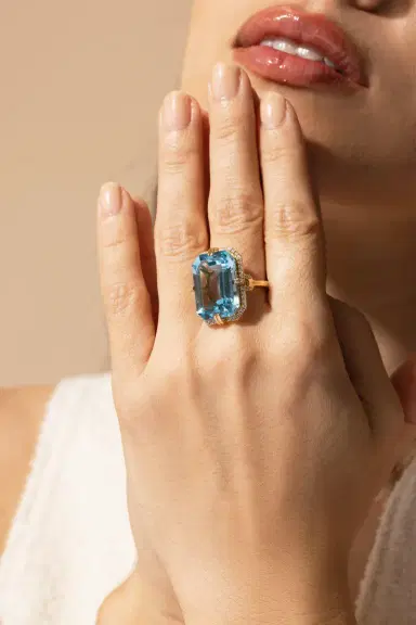GOSHWARA Blue Topaz Diamond Ring | Thumbnail 4