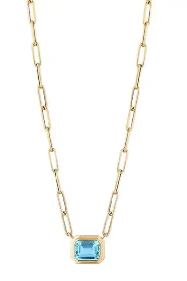GOSHWARA Blue Topaz East West Pendant Necklace | Thumbnail 1