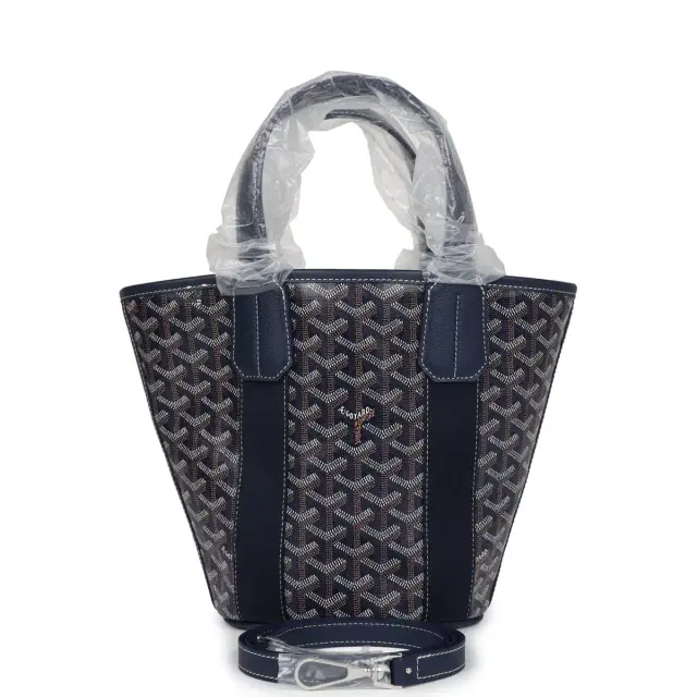 goyard Goyard Goyardine Belharra PM Navy Blue Tote Palladium Hardware