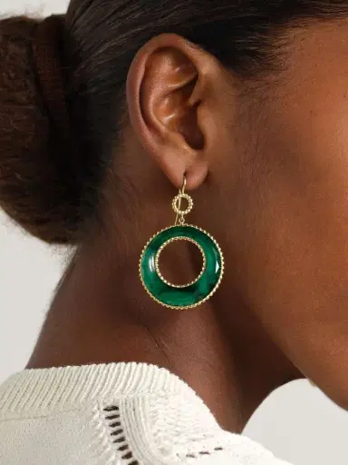 Sylva & Cie Caviar 18-karat Gold, Emerald And Mother-of-pearl Earrings | Thumbnail 2