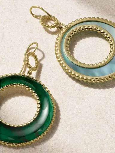 Sylva & Cie Caviar 18-karat Gold, Emerald And Mother-of-pearl Earrings | Thumbnail 3