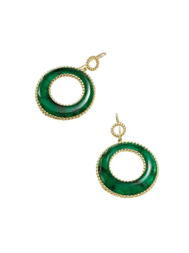 Caviar 18-karat Gold, Emerald And Mother-of-pearl Earrings Caviar 18-karat Gold, Emerald And Mother-of-pearl Earrings