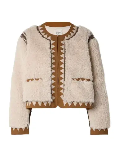 Sea Ginevra Leather And Suede-trimmed Faux Shearling Jacket | Thumbnail 1 Sea Ginevra Leather And Suede-trimmed Faux Shearling Jacket | Thumbnail 1