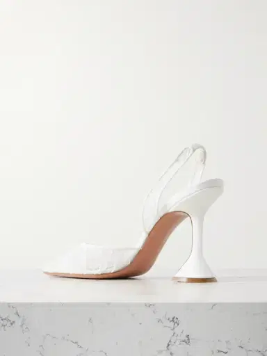 Amina Muaddi Holli Lace And Leather Slingback Pumps | Thumbnail 3