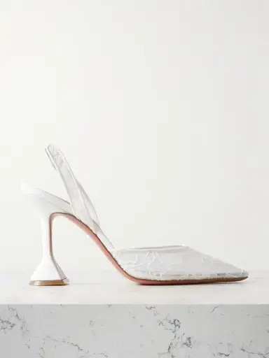 Amina Muaddi Holli Lace And Leather Slingback Pumps | Thumbnail 1