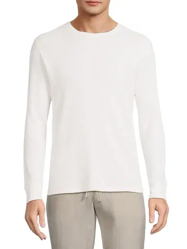 Vince Men's Thermal Crewneck Long-Sleeve T-Shirt - Off White | Thumbnail 3 Vince Men's Thermal Crewneck Long-Sleeve T-Shirt - Off White | Thumbnail 3