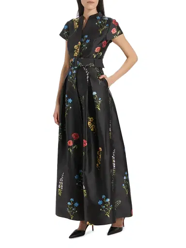 SACHIN & BABI Women's Marta Floral Mikado Fit & Flare Gown - Noir Bouquet - Size 8 | Thumbnail 2 SACHIN & BABI Women's Marta Floral Mikado Fit & Flare Gown - Noir Bouquet - Size 8 | Thumbnail 2