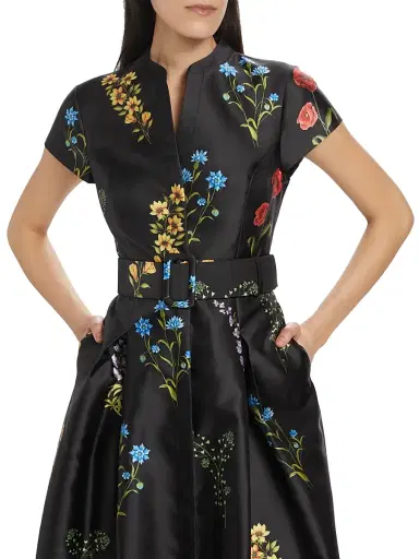 SACHIN & BABI Women's Marta Floral Mikado Fit & Flare Gown - Noir Bouquet - Size 8 | Thumbnail 7 SACHIN & BABI Women's Marta Floral Mikado Fit & Flare Gown - Noir Bouquet - Size 8 | Thumbnail 7