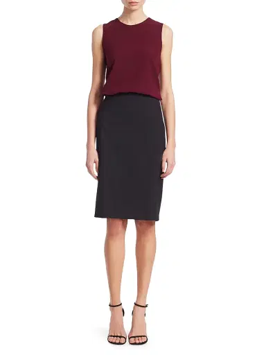Theory Women's Skinny Stretch-Wool Pencil Skirt - Black | Thumbnail 2