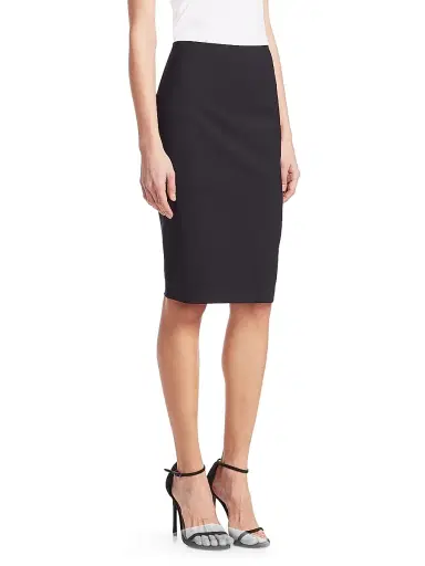 Theory Women's Skinny Stretch-Wool Pencil Skirt - Black | Thumbnail 4