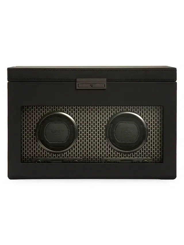 Wolf Axis Double Watch Winder with Storage - Powder Coat