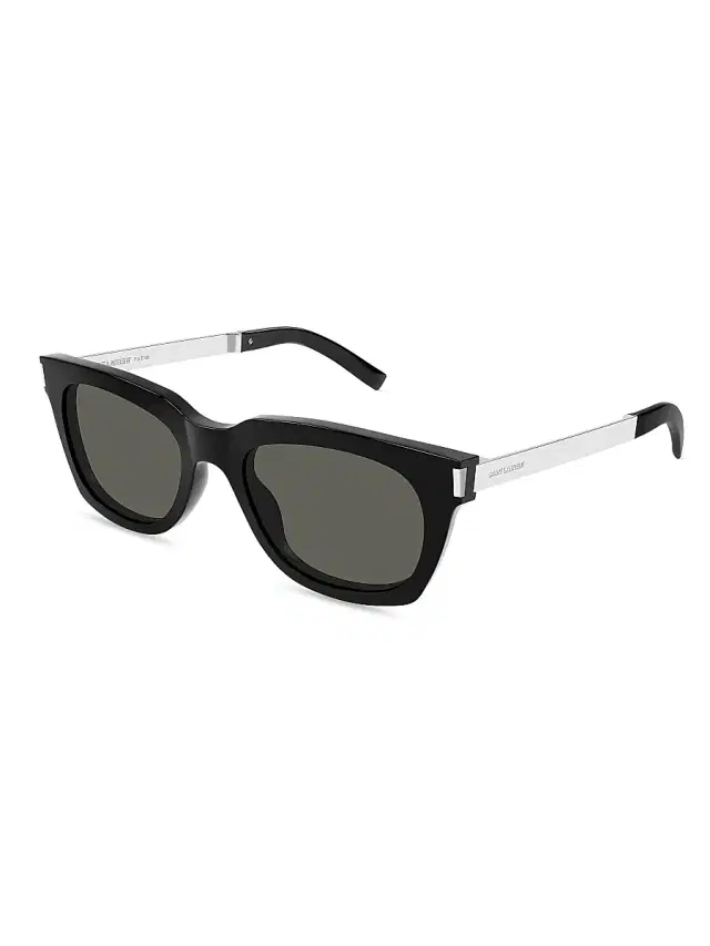 Men's Combi Corner Angle Bold 53MM Rectangular Acetate Sunglasses - Black Men's Combi Corner Angle Bold 53MM Rectangular Acetate Sunglasses - Black