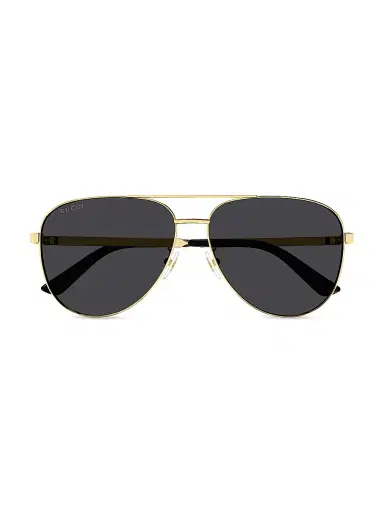 Gucci Men's Vintage Web 63MM Pilot Metal Sunglasses - Gold Grey | Thumbnail 2