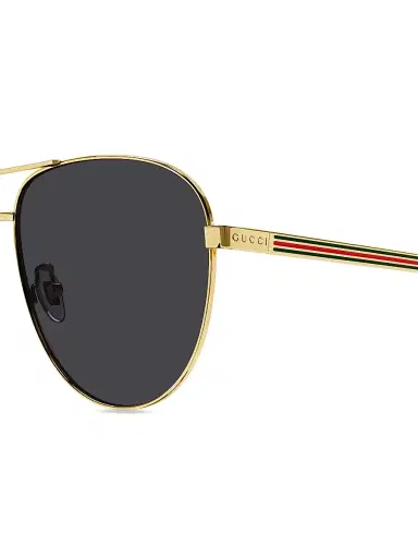 Gucci Men's Vintage Web 63MM Pilot Metal Sunglasses - Gold Grey | Thumbnail 3
