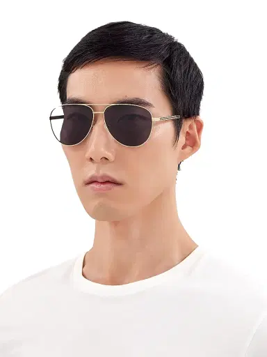 Gucci Men's Vintage Web 63MM Pilot Metal Sunglasses - Gold Grey | Thumbnail 4