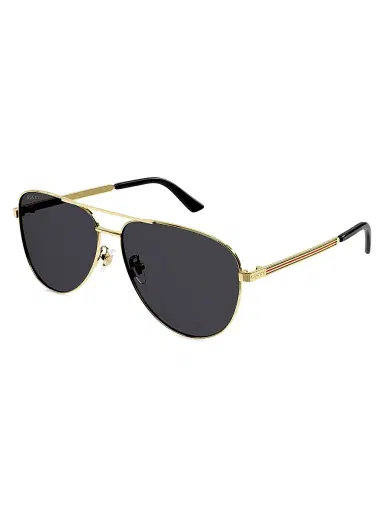 Gucci Men's Vintage Web 63MM Pilot Metal Sunglasses - Gold Grey | Thumbnail 1