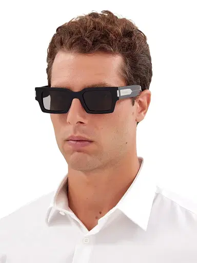 Saint Laurent Men's Naked Wirecore 50MM Rectangular Acetate Sunglasses - Black | Thumbnail 2 Saint Laurent Men's Naked Wirecore 50MM Rectangular Acetate Sunglasses - Black | Thumbnail 2