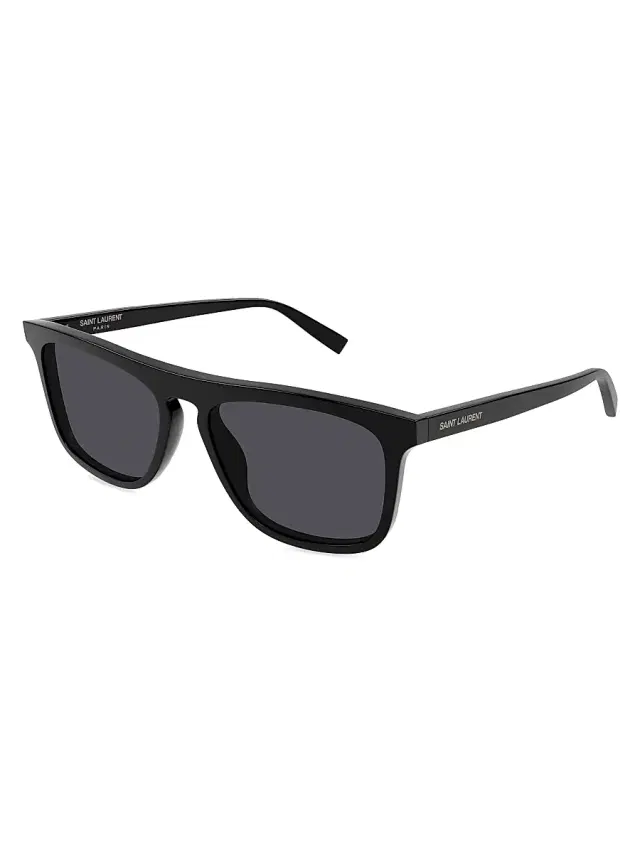 Saint Laurent Men's Essential 56MM Acetate Pilot Sunglasses - Black