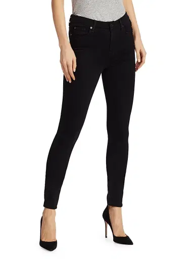 7 For All Mankind Women's The High-Rise Skinny Slim Illusion Jeans - Black Rinse | Thumbnail 3