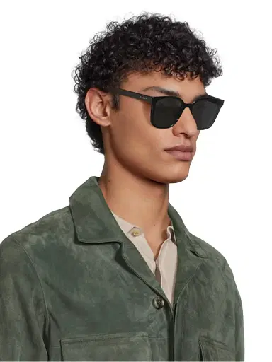 Gucci Men's Minimal 56MM Round Injection Sunglasses - Black | Thumbnail 4
